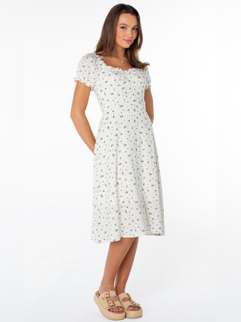 Celebrity Pink Women’s Puff Sleeve Midi Dress
